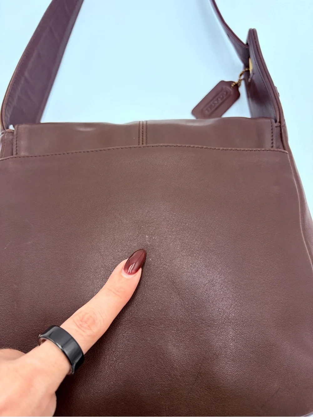 Vintage Coach 1997 Flatiron Bag 4173 Mahogany Leather Shoulder Bag